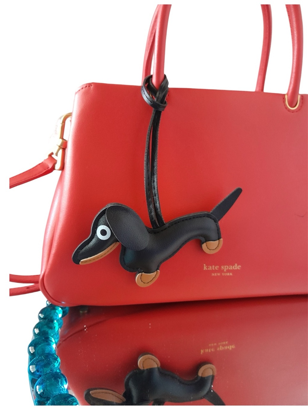 Black Faux Leather Dachshund Bag Charm Dixie Wiener Dog Purse Keychain - Picture 5 of 6